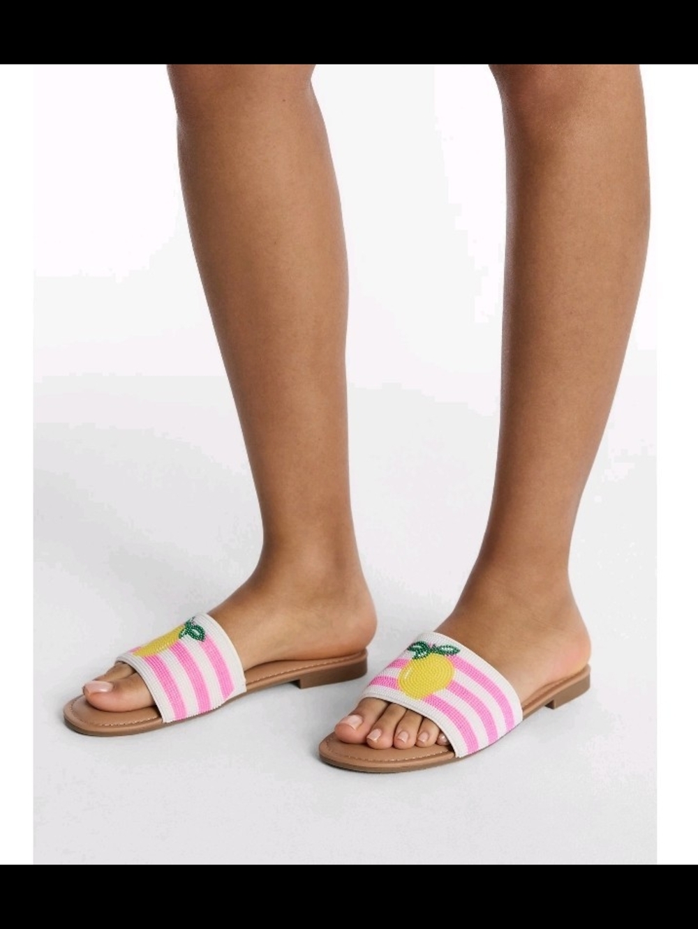 No Boundaries Beaded Slide Sandals NWT Pink  Lemon   Summer All Size